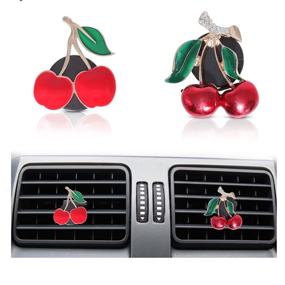 2 Cherry Car Air Vent Clips (Unscented)